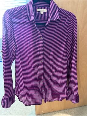 Banana Republic Purple and Pink Striped Button-Down Shirt